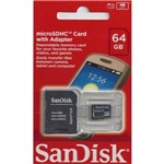 Ficha técnica e caractérísticas do produto Cartão de Memória SanDisk Micro Sd 64GB + Adaptador