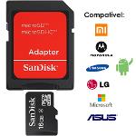 Ficha técnica e caractérísticas do produto Cartão de Memória Sandisk para Celular 16gb - 5 Anos de Garantia