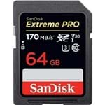 Ficha técnica e caractérísticas do produto Cartão de Memória Sandisk Sdxc Extreme Pro 64Gb 170Mb/s