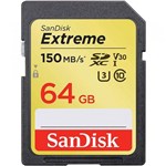 Ficha técnica e caractérísticas do produto Cartão de Memória SD 64gb Sandisk Extreme Cl10 150MB