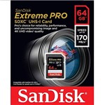 Ficha técnica e caractérísticas do produto Cartão de Memória - SDXC - 64GB - Sandisk Extreme Pro - SDSDXXG-064G-GN4IN
