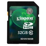 Ficha técnica e caractérísticas do produto Cartão 32Gb Sdhc - Kingston - Velocidade Classe 10 - Sd10V/32Gb