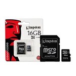 Ficha técnica e caractérísticas do produto Cartão Memoria Micro SD Kingston 16GB -1 Class 4