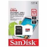 Ficha técnica e caractérísticas do produto Cartão Memória Micro Sd Ultra Sandisk 64gb 80mb/s Classe 10 clr p/ Celular J7 Prime Galaxy Samsung