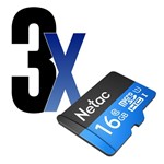 Ficha técnica e caractérísticas do produto Cartão Memória MicroSD 16GB 80MB/s Netac 3un