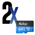Ficha técnica e caractérísticas do produto Cartão Memória MicroSD 64GB 80MB/s Netac 2un