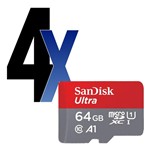 Ficha técnica e caractérísticas do produto Cartão Memória MicroSD 64GB Ultra 100MB/s SanDisk 4un