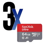 Ficha técnica e caractérísticas do produto Cartão Memória MicroSD 64GB Ultra 100MB/s SanDisk 3un