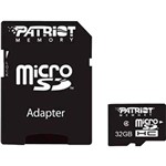 Ficha técnica e caractérísticas do produto Cartão Memória Patriot 32Gb Micro SDHC com Adaptador Classe 4