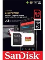Ficha técnica e caractérísticas do produto Cartão Memória Sandisk Extreme Micro Sd 64Gb V30 160Mbs La