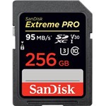 Ficha técnica e caractérísticas do produto Cartão Memória Sandisk SD EXTREME PRO 256GB (95 Mb/s)