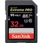 Ficha técnica e caractérísticas do produto Cartão Memória Sandisk SD EXTREME PRO 32GB (95 Mb/s)