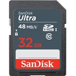 Ficha técnica e caractérísticas do produto Cartão Memória Sandisk SD Ultra 32GB 48 Mb/s)