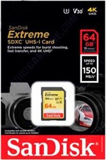 Ficha técnica e caractérísticas do produto Cartão Memória Sdxc 64Gb Sandisk Extreme 150Mb/S Lacrado