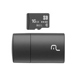 Ficha técnica e caractérísticas do produto Cartão Micro SD 16GB Multilaser MC162 com Leitor USB Classe 4