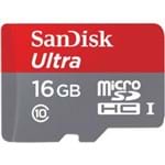 Ficha técnica e caractérísticas do produto Cartão Micro SD 16GB Sandisk Ultra 80mb/s Classe 10