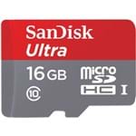 Ficha técnica e caractérísticas do produto Cartão Micro SD 16GB Sandisk Ultra 80mb/s Classe 10