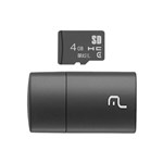 Ficha técnica e caractérísticas do produto Cartão Micro SD 4GB Multilaser MC160 com Leitor USB Classe 4