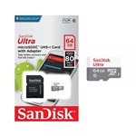Ficha técnica e caractérísticas do produto Cartão Micro SD 64GB SanDisk Ultra 80MB Classe 10