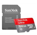 Ficha técnica e caractérísticas do produto Cartão Micro SD 64GB Sandisk Ultra 80mb/s Classe 10