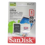 Ficha técnica e caractérísticas do produto Cartão Micro Sd 8gb Ultra Classe10 Sandisk 80mb/s C/ Nf