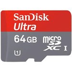 Ficha técnica e caractérísticas do produto Cartão Micro SD Classe 10 com Adaptador 64GB - Sandisk
