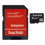 Ficha técnica e caractérísticas do produto Cartão Micro Sd 32gb Classe 4 + Adaptador - Sandisk