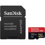 Cartão de Memória MicroSD Card 32GB Extreme Pro Sandisk 4K Ultra HD e Full HD | SDSDQXP-032G-G46A