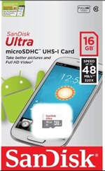 Ficha técnica e caractérísticas do produto Cartão Micro Sd Sandisk Ultra 16gb Class10 48mb/s Lacrado