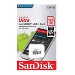 Ficha técnica e caractérísticas do produto Cartão Micro Sd Sandisk Ultra 128Gb Classe 10 80Mb/S 533X