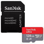 Ficha técnica e caractérísticas do produto Cartão MicroSDXC SanDisk Ultra 128Gb de 100Mb/s, Casse10, UHS-I e A1