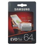 Ficha técnica e caractérísticas do produto Cartao Samsung Micro Sd Evo Plus 64gb 100mbs U3 Lacrado +adp