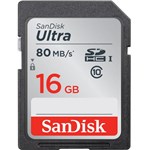 Ficha técnica e caractérísticas do produto Cartão SanDisk 16GB/80MBs Ultra SDHC Classe 10