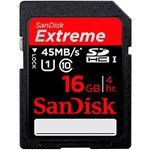 Ficha técnica e caractérísticas do produto Cartão Sandisk SD Extreme UHS-I Classe 10 16GB