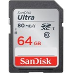Ficha técnica e caractérísticas do produto Cartão Sandisk Sdxc Ultra 80mb/s Classe 10 64gb Sd