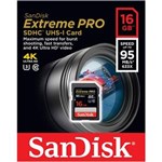 Ficha técnica e caractérísticas do produto Cartão Sd Extreme Pro 16gb 95mbs Sandisk Cla10 U3 4k