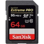 Ficha técnica e caractérísticas do produto Cartão SDXC 64Gb SanDisk Extreme Pro 95MB/s Classe 10 UHS-I