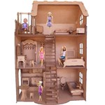 Ficha técnica e caractérísticas do produto Casa Casinha para Boneca Barbie com 24 Mini Móveis em Mdf Cru Csb1