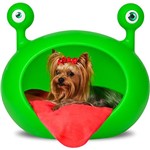 Casa P/ Cães Monster Cave Verde - Almofada Vermelha - Guisa Pet