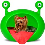 Casa P/ Cães Monster Cave Verde - Almofada Vermelha - Guisa Pett