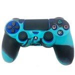 Ficha técnica e caractérísticas do produto Case Capa de Silicone para Controle Dualshock 4 Playstation 4 Ps4 - Preto/ Azul Claro