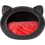 Casinha para Gatos Cave Preta com Almofada Vermelha - Guisa Pet