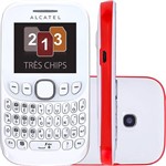 Celular Alcatel OT 3000, Tri Chip, Câm VGA, Mp3, Rádio FM, Tela 2.0" Branco e Rosa