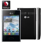Ficha técnica e caractérísticas do produto Celular Desbloqueado LG Optimus L3 E400 Preto com Tela de 3,2”, Android 2.3, Câmera 3MP, 3G, Wi-Fi, GPS, Rádio FM, MP3, Bluetooth e Fone - Claro