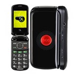 Celular Flip para Idoso DL Botao SOS Dual Chip Camera VGA e Radio FM YC-130 Preto