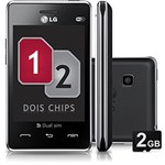 Celular LG T375 Desbloqueado Tim Preto Dual Chip Câmera de 2.0MP Wi-Fi Memória Interna 50MB e Cartão de Memória 2GB