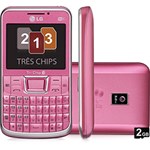 Celular LG Tri Chip C333 Desbloqueado Oi Rosa GSM Tela 2,3" Teclado Qwerty Câmera de 3.2MP Wi-Fi Memória Interna de 78,4...
