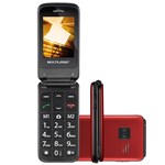 Ficha técnica e caractérísticas do produto Celular Multilaser Flip Vita Dual Vermelho P9021 Tela 2.4" Câmera Digital Números Grandes Botão Sos