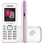Celular Desbloqueado Multilaser Idea Branco/Rosa com Dual Chip, MP3, MP4, Rádio FM e Fone de Ouvido