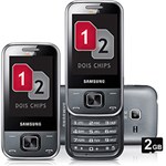 Celular Samsung Duos Slider, Desbloqueado, Cinza, Dual Chip, Câmera de 3.2MP, Memória Interna 40MB e Cartão de Memória 2...